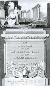 Titlepage of &39;A História do Declínio e Queda do Império Romano&39;, por Edward Gibbon, Vol 1, 1808