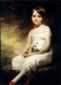 Retrato de Nancy Graham ou menina segurando flores Pintura de Henry Raeburn (1756-1823) (ec.angl.) Sol do século XIX. 0,91x0,71 m Paris, musee du Louvre.