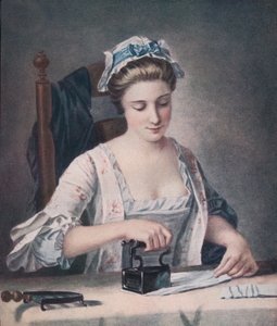 Uma lavanderia empregada passando, c1765, 1905