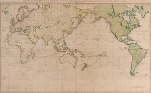 Uma carta geral que mostra as descobertas feitas pelo capitão James Cook nesta e nas duas viagens anteriores, com os rastos dos navios sob o seu comando. Pelo Tenente Roberts da Marinha de Sua Majestade
