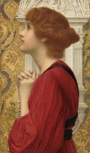 A Chama Guardada (lápis, aguarela e aguarela com goma-arábica sobre papel sobre painel) de Henry Ryland