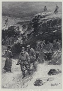 Condenados a trabalhar em uma das colocadoras de ouro Kara (litho)