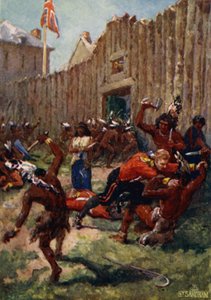 Índios ojíbuas surpreendem os britânicos em Fort Michilimackinac, 1763