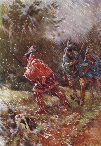 Na Trilha da Guerra no Inverno (cor litho) de Henry Sandham