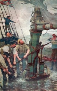 Todas as mãos para as Bombas (cor litho) de Henry Scott Tuke