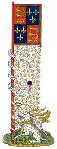 Bandeira dos braços da Inglaterra e da França, esquartejada, c1445, 1843. de Henry Shaw