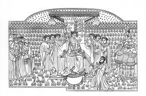 Rei Henrique VI apresentando uma espada ao Conde de Shrewsbury, c1445, 1843. de Henry Shaw