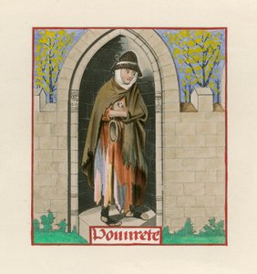 Pobreza, do Romance da Rosa, c 1480, no Museu Britânico, Harl MS 4425 de Henry Shaw
