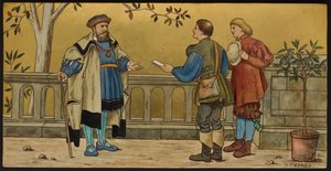 The Justice, placa representando uma ilustração de Shakespeare Seven Ages, Minton ware, Staffordshire, 1874 (louça de barro esmaltada)