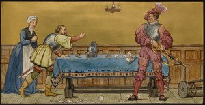 O soldado, placa representando uma ilustração de Shakespeares Seven Ages, Minton ware, Staffordshire, 1874 (louça esmaltada)