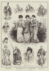 Esboços de "O Mikado" no Savoy Theatre (gravura) de Henry Stephen (b.1861 fl.1880 1925) Ludlow