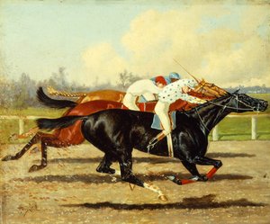 Galilee, Dobbins e Domino Running in the Futurity Stakes, Belmont Park de Henry Stull