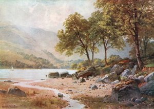 Perto de Ardlui, Loch Lomond, Dumbartonshire (litografia a cores) de Henry Sutton Palmer