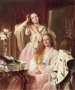 Retrato de Emma e Frederica Bankes de Soughton Hall em sua penteadeira, 1869
