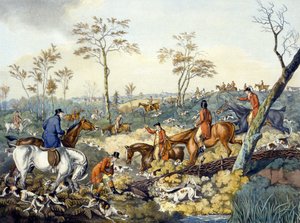 Desenho de uma capa, de "Foxhunting", gravado por Thomas Sutherland (1785-1838) (cor litho)