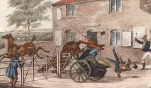 "Pergunto-me se ele é um bom saltador de madeira!" (litografia) de Henry Thomas (after) Alken