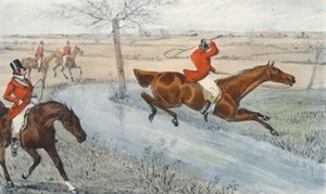 Mytton no "Baronet" limpa nove metros de água (litografia) de Henry Thomas (after) Alken
