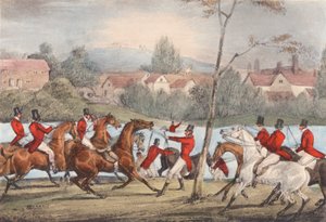 Mytton nada no rio Severn em Uppington Ferry: "Quem se diz desportista, que me siga!" (litografia) de Henry Thomas (after) Alken