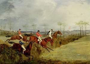 Um Steeplechase, Tomando um Hedge and Ditch de Henry Thomas Alken