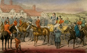 O Sr. Jorrocks declara sua incapacidade de assinar os Surrey Stag-hounds, 1838 de Henry Thomas Alken