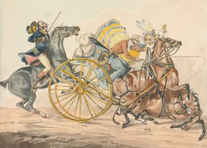 «Descobertas desportivas, ou as misérias de conduzir: ... Descobre uma nova maneira de colocar a sua carruagem num espaço reduzido» de Henry Thomas Alken