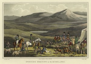 Encontro Desportivo nas Terras Altas (cromolitho) de Henry Thomas Alken