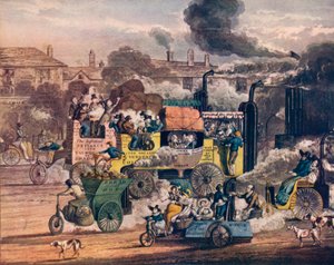 O Progresso do Steam - Uma vista em White Chapel Road, 1905 de Henry Thomas Alken