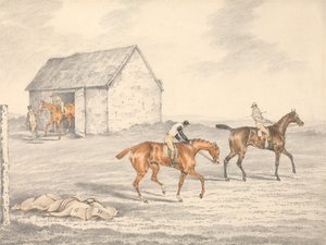 O St. Leger, em Doncaster: A preparar-se para a partida de Henry Thomas Alken