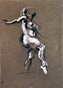 Mulher nua de pé, c.1900 (giz sobre papel) (verso de 367144)