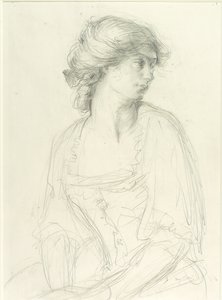 Estudo de meio-comprimento de uma menina sentada de Henry Tonks