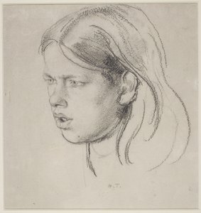 Cabeça de uma menina (giz no papel) de Henry Tonks
