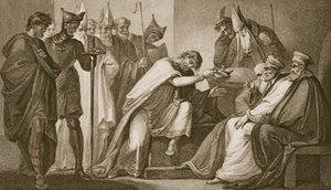 Eduardo II renunciando a sua coroa, gravada por Schiavonelli, ilustração de "The History of England", de David Hume, pub. por R. Bowyer, Londres, 1812 de Henry Tresham