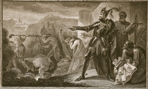 Edward eu removendo a pedra de Scone, gravada por Neagle, ilustração de "The History of England", de David Hume, pub. por R. Bowyer, Londres, 1812