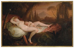 Vênus e Cupido em uma paisagem arborizada