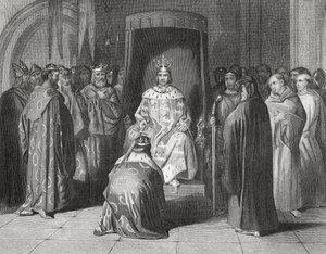 Rei Ricardo II cavaleiro dos reis de Connaught, Ulster, Thomond e Leinster em 1394, "A História da Irlanda", de Thomas Wright, publicado em c.1854