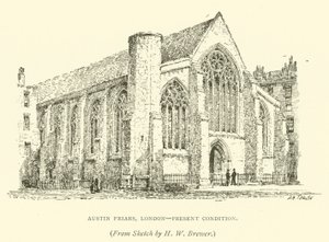 Austin Friars, Londres, estado actual (gravura) de Henry William Brewer