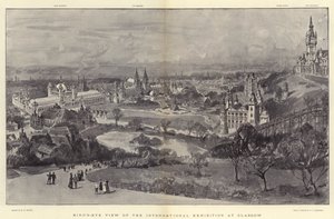 Visão panorâmica da exposição internacional em Glasgow