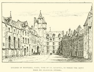 Colégio de Montaigu, Paris, tempo de Santo Inácio, no qual o santo fez os seus estudos clássicos (gravura) de Henry William Brewer