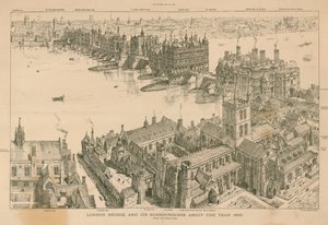 Ponte de Londres e seus arredores sobre o ano de 1600