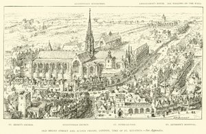 Old Broad Street e Austin Friars, Londres, tempo de Santo Inácio (gravura) de Henry William Brewer