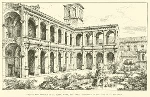 Palácio e Basílica de São Marcos, Roma, a residência papal no tempo de Santo Inácio (gravura) de Henry William Brewer