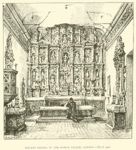 Capela Particular do Palácio Borgia, Gandia (gravura) de Henry William Brewer