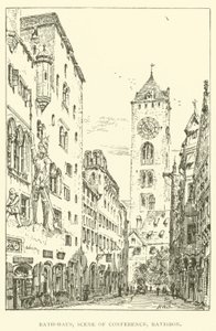 Rath-Haus, cena da conferência, Ratisbon (gravura) de Henry William Brewer