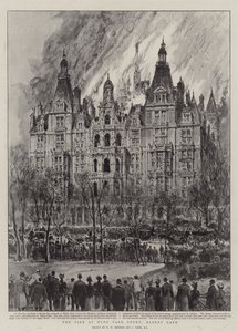 O incêndio no Hyde Park Court, Albert Gate de Henry William Brewer