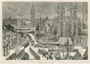O Jubileu de Sua Majestade a Rainha - chegada da carruagem da Rainha na Abadia de Westminster de Henry William Brewer
