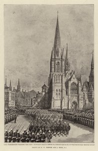A procissão passando a Igreja do Reverendo Newman Hall (Igreja de Cristo) em Westminster Bridge Road de Henry William Brewer
