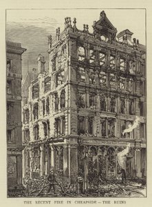 O fogo recente em Cheapside, as ruínas de Henry William Brewer