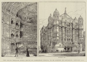 A Royal English Opera House em Cambridge Circus, a ser inaugurada no sábado, 31 de janeiro de Henry William Brewer