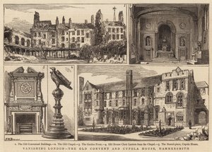 Londres desaparecendo, o antigo convento e casa de cúpula, Hammersmith de Henry William Brewer