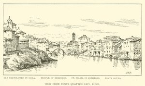 Vista de Ponte Quattro Capi, Roma (gravura) de Henry William Brewer